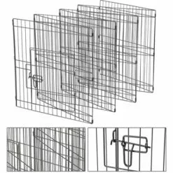 Yaheetech 8 Panneaux Parc Enclos Pliant Pour Chiens Chiots Petit Animaux Extérieur Interieur 61cm Clôture Grille En Métal Avec Porte -Poulailler et élevage de la basse-cour Soldes Magasin 24933305 4