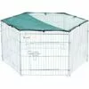 PawHut Parc Enclos Modulable Acier 6 Panneaux Et 1 Porte Pour Chiens Ø 120 X 60 Cm Gris Métal Vert
