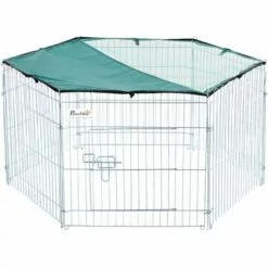 PawHut Parc Enclos Modulable Acier 6 Panneaux Et 1 Porte Pour Chiens Ø 120 X 60 Cm Gris Métal Vert