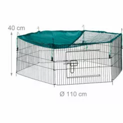 Relaxdays Cage Extérieur Lapin, Avec Filet, Enclos Pour Rongeurs, Avec Protection Contre Le Soleil, Ø 110 Cm, Vert -Poulailler et élevage de la basse-cour Soldes Magasin 26751393 4
