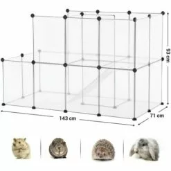 SONGMICS Parc Pour Cochons D'Inde, Avec Échelle, Enclos, Clôture Modulaire, En Plastique, Pour Hamsters, Lapin, Petits Animaux, Transparent LPC03W - Transparent -Poulailler et élevage de la basse-cour Soldes Magasin 27184610 4