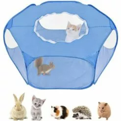 BEARSU Parc Pour Petits Animaux, Tente Pour Animaux De Compagnie Transparente Et Respirante Avec Couvercle Supérieur, Clôture Cour Pliable D'exercice Intérieur Extérieur à Ouverture Automatique