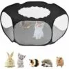 BEARSU Parc Pour Petits Animaux, Tente Pour Animaux De Compagnie Transparente Et Respirante Avec Couvercle Supérieur, Clôture Cour Pliable D'exercice Intérieur Extérieur à Ouverture Automatique