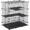 PawHut Cage Parc Enclos Rongeurs Modulable Dim. L 111 X L 75 X H 119 Cm 3 Niveaux 4 Portes Fil Métallique Noir - Noir