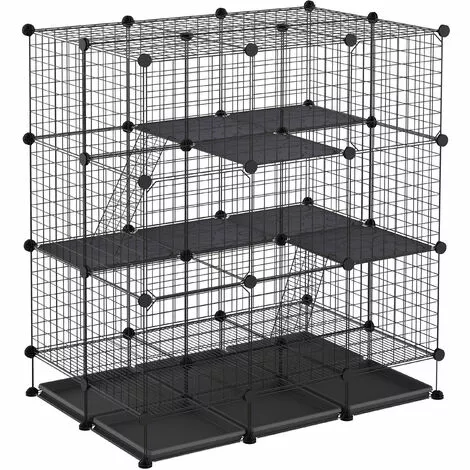 PawHut Cage Parc Enclos Rongeurs Modulable Dim. L 111 X L 75 X H 119 Cm 3 Niveaux 4 Portes Fil Métallique Noir - Noir 1 PawHut Cage Parc Enclos Rongeurs Modulable Dim. L 111 X L 75 X H 119 Cm 3 Niveaux 4 Portes Fil Métallique Noir - Noir
