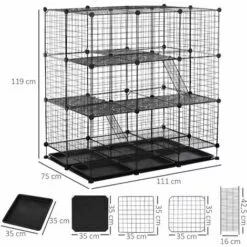 PawHut Cage Parc Enclos Rongeurs Modulable Dim. L 111 X L 75 X H 119 Cm 3 Niveaux 4 Portes Fil Métallique Noir - Noir 7 PawHut Cage Parc Enclos Rongeurs Modulable Dim. L 111 X L 75 X H 119 Cm 3 Niveaux 4 Portes Fil Métallique Noir - Noir -Poulailler et élevage de la basse-cour Soldes Magasin 27944500 3