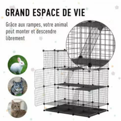 PawHut Cage Parc Enclos Rongeurs Modulable Dim. L 111 X L 75 X H 119 Cm 3 Niveaux 4 Portes Fil Métallique Noir - Noir 9 PawHut Cage Parc Enclos Rongeurs Modulable Dim. L 111 X L 75 X H 119 Cm 3 Niveaux 4 Portes Fil Métallique Noir - Noir -Poulailler et élevage de la basse-cour Soldes Magasin 27944500 5