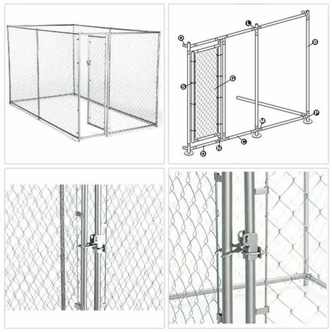 Bc-elec - RA-D22 Parc à Chiots 2x2x1.2m, Enclos Pour Chiens, Chenil D'extérieur, Enclos D'exercice Cage Pour Chiens - Gris 3 Bc-elec - RA-D22 Parc à Chiots 2x2x1.2m, Enclos Pour Chiens, Chenil D'extérieur, Enclos D'exercice Cage Pour Chiens - Gris – Image 3