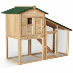 IDMARKET Poulailler PREMIUM Avec Clapier En Bois - Naturel -Poulailler et élevage de la basse-cour Soldes Magasin 2811559 4