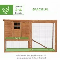 PawHut Poulailler Cottage Cage à Poules Sur Pied Dim. 168L X 110l X 101H Cm Multi-équipement Bois Sapin Lasuré - Marron -Poulailler et élevage de la basse-cour Soldes Magasin 28603504 4