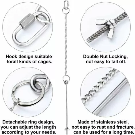 Betterlife Poulet Suspendu Mangeoire Poulet Perroquet Suspendu Mangeoire à Oiseaux En Acier Inoxydable Mangeoire à Poulet Jouet= 3 Betterlife Poulet Suspendu Mangeoire Poulet Perroquet Suspendu Mangeoire à Oiseaux En Acier Inoxydable Mangeoire à Poulet Jouet= – Image 3