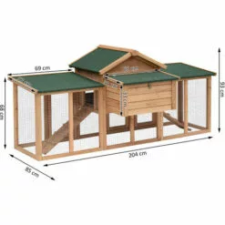 HOMCOM Poulailler Clapier Modèle Chalet Multi-équipé : Rampes, Nichoirs, Perchoirs, Plateau Excrément, Fenêtre, Portes Bois Massif - Marron -Poulailler et élevage de la basse-cour Soldes Magasin 3023961 3