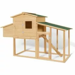 IDMARKET Poulailler COMFORT Avec Pondoir En Bois - Naturel 9 IDMARKET Poulailler COMFORT Avec Pondoir En Bois - Naturel -Poulailler et élevage de la basse-cour Soldes Magasin 3106647 5