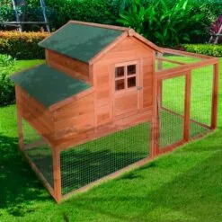 Poulailler 2 Poules (2-3) Bois 198 X 790 X 120 Cm Avec Pondoir /enclos BIGSIZE, 2 Portes, 2 Perchoirs, Rampe Interne, Imperméable, Nettoyage Facile - De BRAST