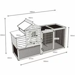 Poulailler 2 Poules (2-3) Bois 198 X 790 X 120 Cm Avec Pondoir /enclos BIGSIZE, 2 Portes, 2 Perchoirs, Rampe Interne, Imperméable, Nettoyage Facile - De BRAST -Poulailler et élevage de la basse-cour Soldes Magasin 32381742 5