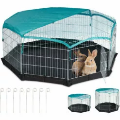 Relaxdays Enclos Avec Couverture En Filet, Lapins, Cochons D’inde,extérieur, élevage, HlP60,5x16cm Argent