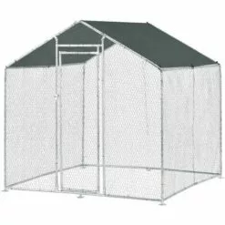 HELLOSHOP26 Enclos Extérieur Volière Cage Pour Animaux Avec Serrure Armature Acier Galvanisé 2 X 2 X 2 M Argent Vert Foncé - Vert