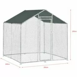 HELLOSHOP26 Enclos Extérieur Volière Cage Pour Animaux Avec Serrure Armature Acier Galvanisé 2 X 2 X 2 M Argent Vert Foncé - Vert -Poulailler et élevage de la basse-cour Soldes Magasin 33228961 3