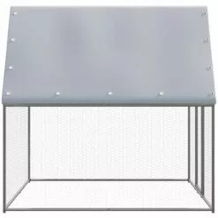 VidaXL Poulailler D'extérieur 2x2x2 M Acier Galvanisé - Argent -Poulailler et élevage de la basse-cour Soldes Magasin 42448299 3