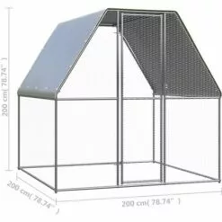 VidaXL Poulailler D'extérieur 2x2x2 M Acier Galvanisé - Argent -Poulailler et élevage de la basse-cour Soldes Magasin 42448299 5