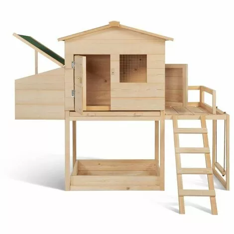 TERRE JARDIN Poulailler Bois Avec Pondoir Et Balançoire 3 TERRE JARDIN Poulailler Bois Avec Pondoir Et Balançoire – Image 3