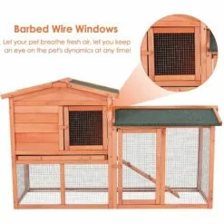 BAMNY Clapier Boi Exterieur, Cage à Lapin, Petit Enclos Pour Animaux, Avec Escaliers, Imperméable, Facile à Nettoyer, Grille Stable, 150 X 54 X 89,5 Cm -Poulailler et élevage de la basse-cour Soldes Magasin 43348114 3