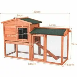 BAMNY Clapier Boi Exterieur, Cage à Lapin, Petit Enclos Pour Animaux, Avec Escaliers, Imperméable, Facile à Nettoyer, Grille Stable, 150 X 54 X 89,5 Cm -Poulailler et élevage de la basse-cour Soldes Magasin 43348114 5