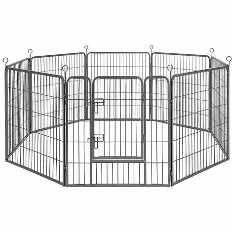 FEANDREA Enclos Pour Chien, Parc Pour Animal De Compagnie, 77x60 Cm, Par SONGMICS, Gris PPK86G - Gris 1 FEANDREA Enclos Pour Chien, Parc Pour Animal De Compagnie, 77x60 Cm, Par SONGMICS, Gris PPK86G - Gris