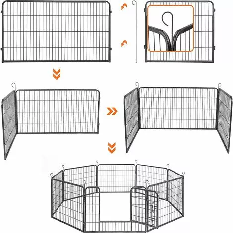 FEANDREA Enclos Pour Chien, Parc Pour Animal De Compagnie, 77x60 Cm, Par SONGMICS, Gris PPK86G - Gris 4 FEANDREA Enclos Pour Chien, Parc Pour Animal De Compagnie, 77x60 Cm, Par SONGMICS, Gris PPK86G - Gris – Image 4