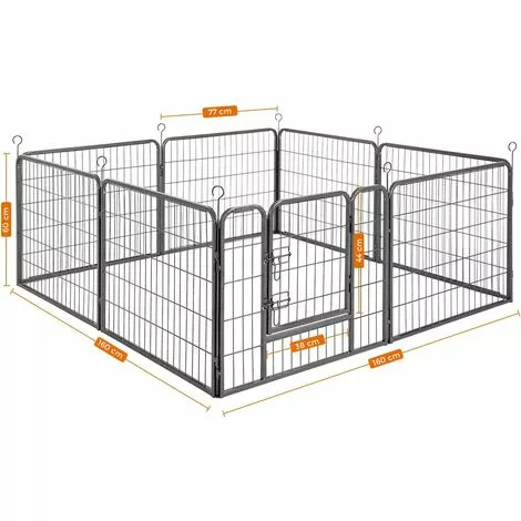 FEANDREA Enclos Pour Chien, Parc Pour Animal De Compagnie, 77x60 Cm, Par SONGMICS, Gris PPK86G - Gris 5 FEANDREA Enclos Pour Chien, Parc Pour Animal De Compagnie, 77x60 Cm, Par SONGMICS, Gris PPK86G - Gris – Image 5