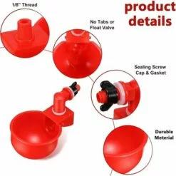 Automatiques Supplies Abreuvoir Poules Tasses à Bol Bol En Plastique, Volailles Distributeurs D'eau Automatique De L'eau Potable Tasses 10.5*6.5*4cm Fontainebleau 2Pcs Rouge -Poulailler et élevage de la basse-cour Soldes Magasin 45293294 3