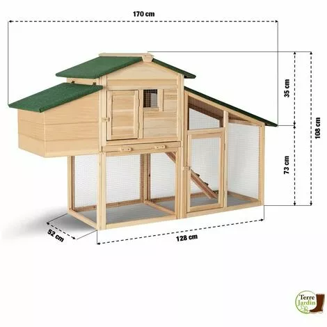 TERRE JARDIN Poulailler Bois Avec Pondoir 3 TERRE JARDIN Poulailler Bois Avec Pondoir – Image 3