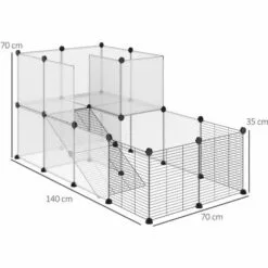 PawHut Cage Parc Enclos Modulable Petits Animaux De Compagnie - Dim. Standards 140L X 70l X 70H Cm - 27 Panneaux Bords Arrondis - Résine PP Fils D'acier Noir - Noir -Poulailler et élevage de la basse-cour Soldes Magasin 47489094 3