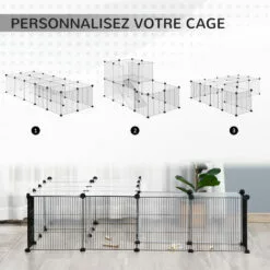 PawHut Cage Parc Enclos Modulable Petits Animaux De Compagnie - Dim. Standards 140L X 70l X 70H Cm - 27 Panneaux Bords Arrondis - Résine PP Fils D'acier Noir - Noir -Poulailler et élevage de la basse-cour Soldes Magasin 47489094 4