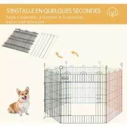 PawHut Parc Enclos Modulable Pour Chien Animaux Porte Verrouillable 6 Panneaux Dim. Panneau 59L X 60H Cm Métal Multicolore - Multicolore -Poulailler et élevage de la basse-cour Soldes Magasin 48441504 4