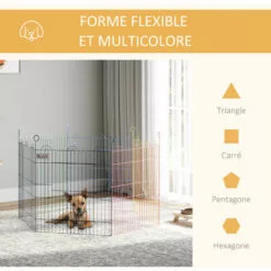 PawHut Parc Enclos Modulable Pour Chien Animaux Porte Verrouillable 6 Panneaux Dim. Panneau 59L X 60H Cm Métal Multicolore - Multicolore -Poulailler et élevage de la basse-cour Soldes Magasin 48441504 5