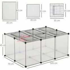 PawHut Cage Parc Enclos Petits Animaux De Compagnie - Dim. 105L X 70l X 45H Cm - 16 Panneaux Résine PP Opaque, 6 Grilles Portes - Fils D'acier Noir - Noir 7 PawHut Cage Parc Enclos Petits Animaux De Compagnie - Dim. 105L X 70l X 45H Cm - 16 Panneaux Résine PP Opaque, 6 Grilles Portes - Fils D'acier Noir - Noir -Poulailler et élevage de la basse-cour Soldes Magasin 48441559 3