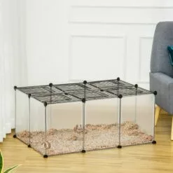 PawHut Cage Parc Enclos Petits Animaux De Compagnie - Dim. 105L X 70l X 45H Cm - 16 Panneaux Résine PP Opaque, 6 Grilles Portes - Fils D'acier Noir - Noir 8 PawHut Cage Parc Enclos Petits Animaux De Compagnie - Dim. 105L X 70l X 45H Cm - 16 Panneaux Résine PP Opaque, 6 Grilles Portes - Fils D'acier Noir - Noir -Poulailler et élevage de la basse-cour Soldes Magasin 48441559 4