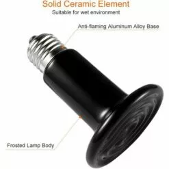 Betterlife E27 100W Émetteur Radiateur Animaux Ampoule Infrarouge Chauffage En Céramique,Lampe De Reptile Pour Amphibiens, Serpent, Oiseaux,Tortue, Chat, Chien（1 Pcs） -Poulailler et élevage de la basse-cour Soldes Magasin 48448732 3