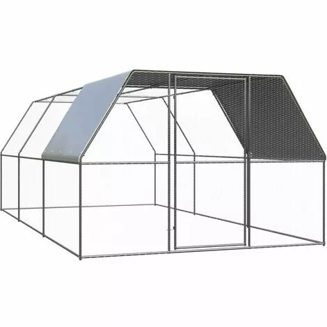 VidaXL Poulailler D'extérieur 3x6x2 M Acier Galvanisé - Argent 1 VidaXL Poulailler D'extérieur 3x6x2 M Acier Galvanisé - Argent