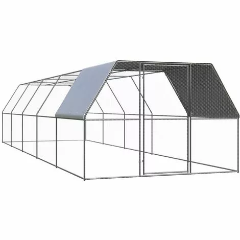 VidaXL Poulailler D'extérieur 3x10x2 M Acier Galvanisé - Argent 1 VidaXL Poulailler D'extérieur 3x10x2 M Acier Galvanisé - Argent