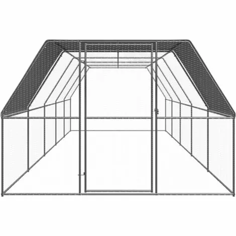 VidaXL Poulailler D'extérieur 3x10x2 M Acier Galvanisé - Argent 2 VidaXL Poulailler D'extérieur 3x10x2 M Acier Galvanisé - Argent – Image 2