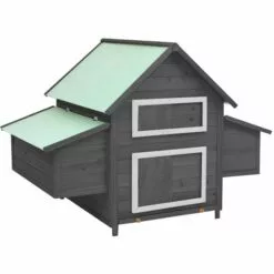 VidaXL Poulailler Gris Et Blanc 152x96x110 Cm Bois De Sapin Massif - Gris