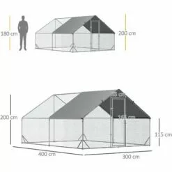 PawHut Enclos Poulailler Chenil 12 M² - Parc Grillagé Dim. 4L X 3l X 2H M - Espace Couvert - Acier Galvanisé 7 PawHut Enclos Poulailler Chenil 12 M² - Parc Grillagé Dim. 4L X 3l X 2H M - Espace Couvert - Acier Galvanisé -Poulailler et élevage de la basse-cour Soldes Magasin 54021112 3