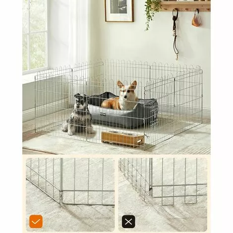 SONGMICS FEANDREA Parc Pour Chien Pliable, Enclos Lapin, Animaux, Argent PPK001W01 - Argent 2 SONGMICS FEANDREA Parc Pour Chien Pliable, Enclos Lapin, Animaux, Argent PPK001W01 - Argent – Image 2