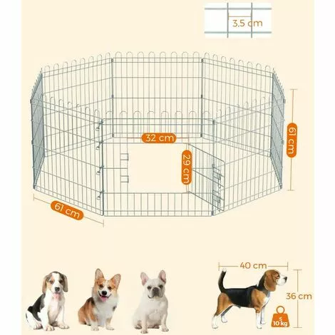 SONGMICS FEANDREA Parc Pour Chien Pliable, Enclos Lapin, Animaux, Argent PPK001W01 - Argent 5 SONGMICS FEANDREA Parc Pour Chien Pliable, Enclos Lapin, Animaux, Argent PPK001W01 - Argent – Image 5
