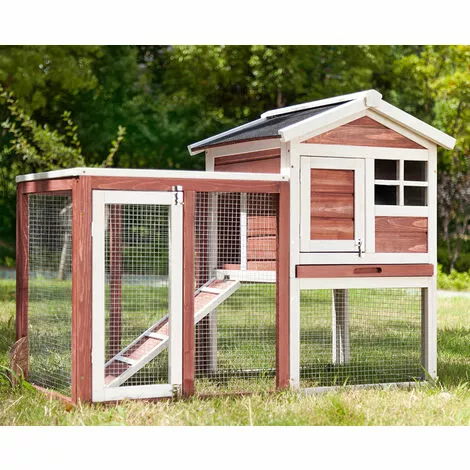 PECUTE Poulailler 118 X 54 X 92 Cm, En Bois De Sapin, Avec Nichoir Avec Support De Couvercle, Imprégné Résistant Aux Intempéries 1 PECUTE Poulailler 118 X 54 X 92 Cm, En Bois De Sapin, Avec Nichoir Avec Support De Couvercle, Imprégné Résistant Aux Intempéries