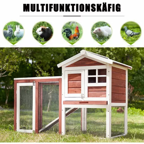 PECUTE Poulailler 118 X 54 X 92 Cm, En Bois De Sapin, Avec Nichoir Avec Support De Couvercle, Imprégné Résistant Aux Intempéries 2 PECUTE Poulailler 118 X 54 X 92 Cm, En Bois De Sapin, Avec Nichoir Avec Support De Couvercle, Imprégné Résistant Aux Intempéries – Image 2