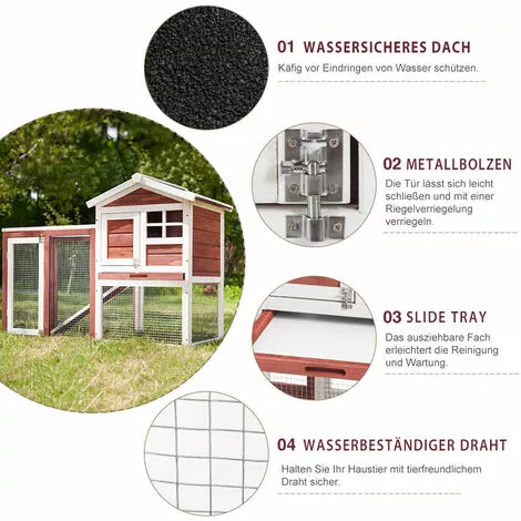 PECUTE Poulailler 118 X 54 X 92 Cm, En Bois De Sapin, Avec Nichoir Avec Support De Couvercle, Imprégné Résistant Aux Intempéries 3 PECUTE Poulailler 118 X 54 X 92 Cm, En Bois De Sapin, Avec Nichoir Avec Support De Couvercle, Imprégné Résistant Aux Intempéries – Image 3