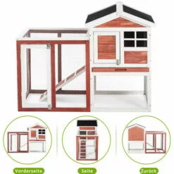 PECUTE Poulailler 118 X 54 X 92 Cm, En Bois De Sapin, Avec Nichoir Avec Support De Couvercle, Imprégné Résistant Aux Intempéries 8 PECUTE Poulailler 118 X 54 X 92 Cm, En Bois De Sapin, Avec Nichoir Avec Support De Couvercle, Imprégné Résistant Aux Intempéries -Poulailler et élevage de la basse-cour Soldes Magasin 54319367 4